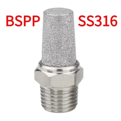 M5 1/8" 1/4" 3/8" 1/2" -2" BSP NPT Male Pneumatic Air 304 316 Stainless Steel Exhaust Muffler Silencers Fitting Noise Filter-BOLTTE