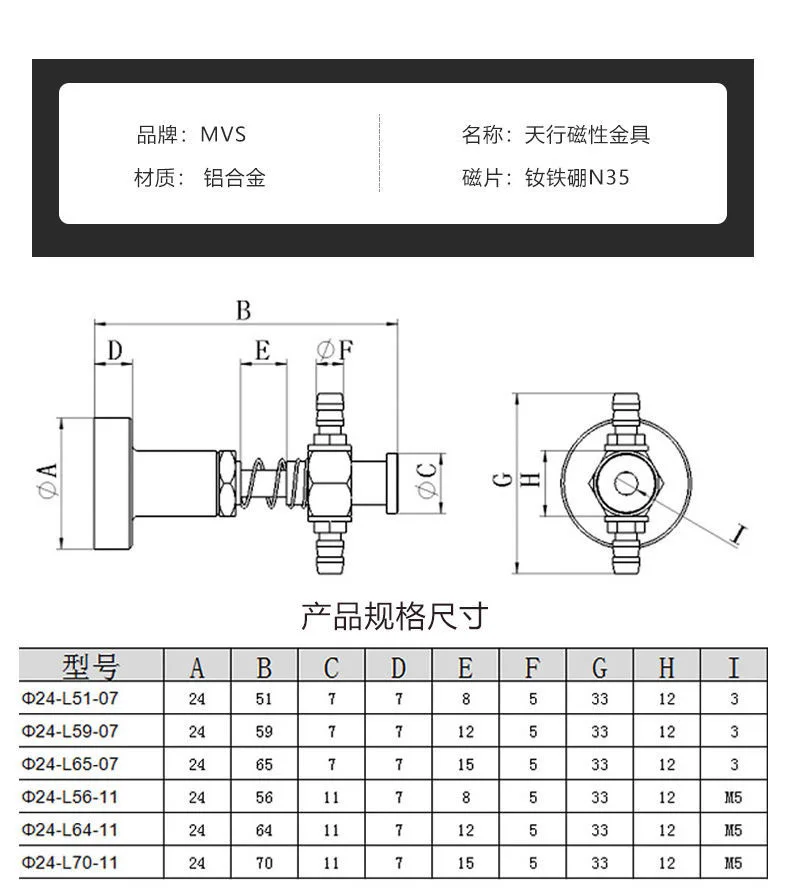 ф24-07/11 Series Manipulator accessories Magnetic hardware sucker holder seat support Strong magnet buffer rod-BOLTTE