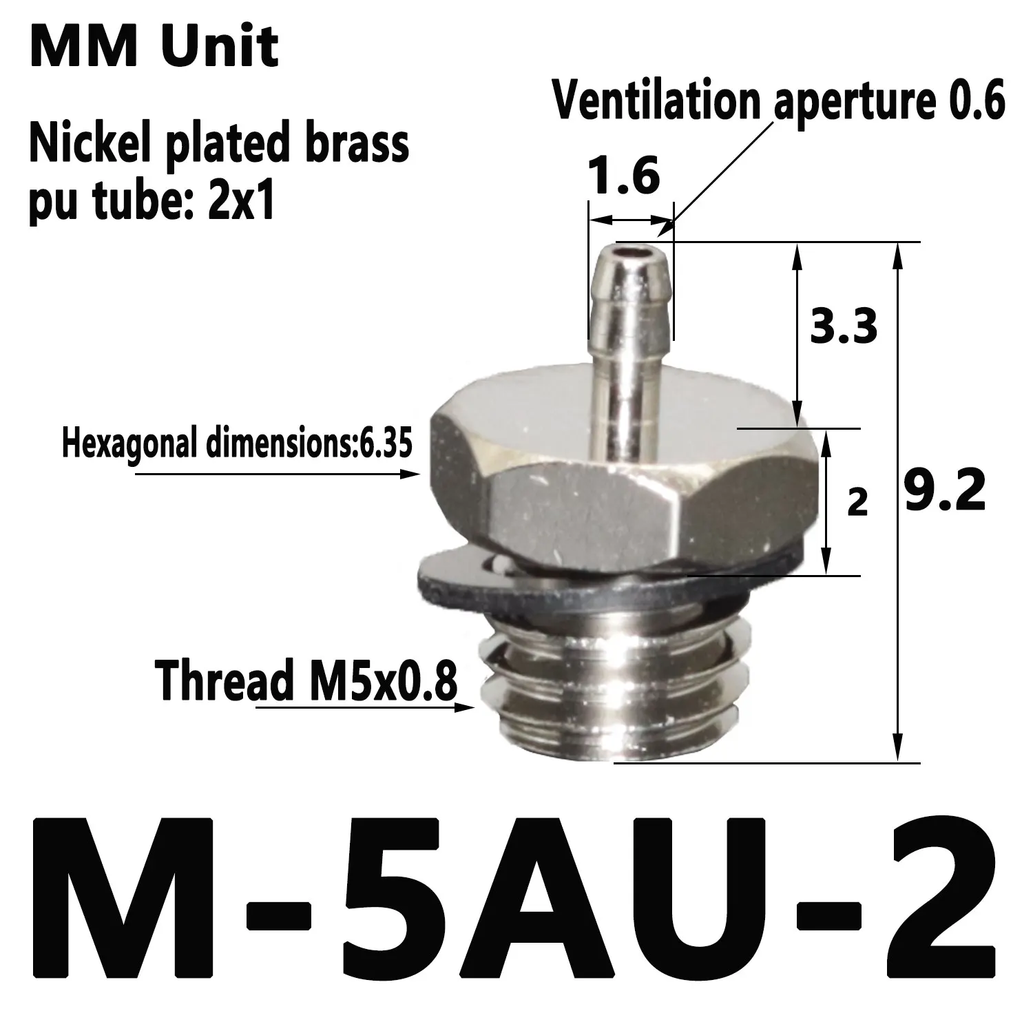 2mm 3mm 4mm 6mm 8mm OD Air Pneumatic Hose to M3 M4 M5 M6 Male Mini Barb Fitting pagoda joint Copper nickel plated-BOLTTE