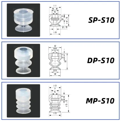 10Pcs/lot Manipulator vacuum suction cup silica gel  resistant suction nozzle pneumatic accessories Head mounting hole 5mm