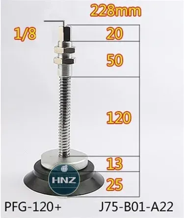 Vacuum suction cup hardware support set PFG-120-250 top air inlet metal rod A18 / A22