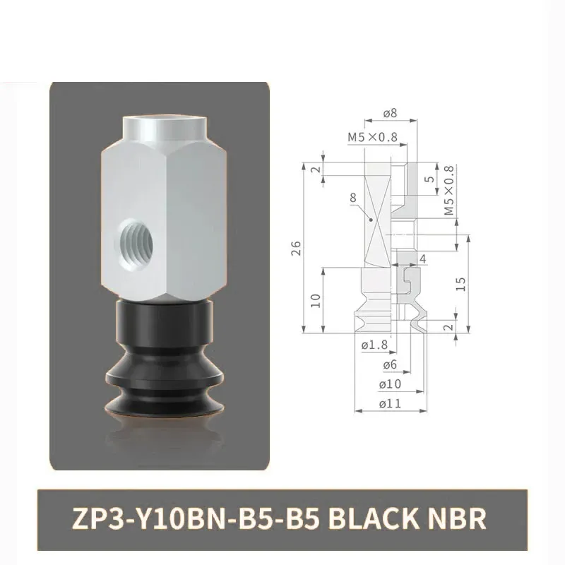 Pneumatic Vacuum Suction Cup with Fittings ZP3-Y04/06/08/10/13/16BN/BS-B5-B5 Mechanical Arm Sucker Robot Automation Tool-BOLTTE