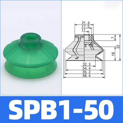 Pneumatic Ripple Vacuum Suction Cup SPB1-10 20 25 30 Large Power Green Silicone Sucker Injection Molding Robot Automation Tools-BOLTTE