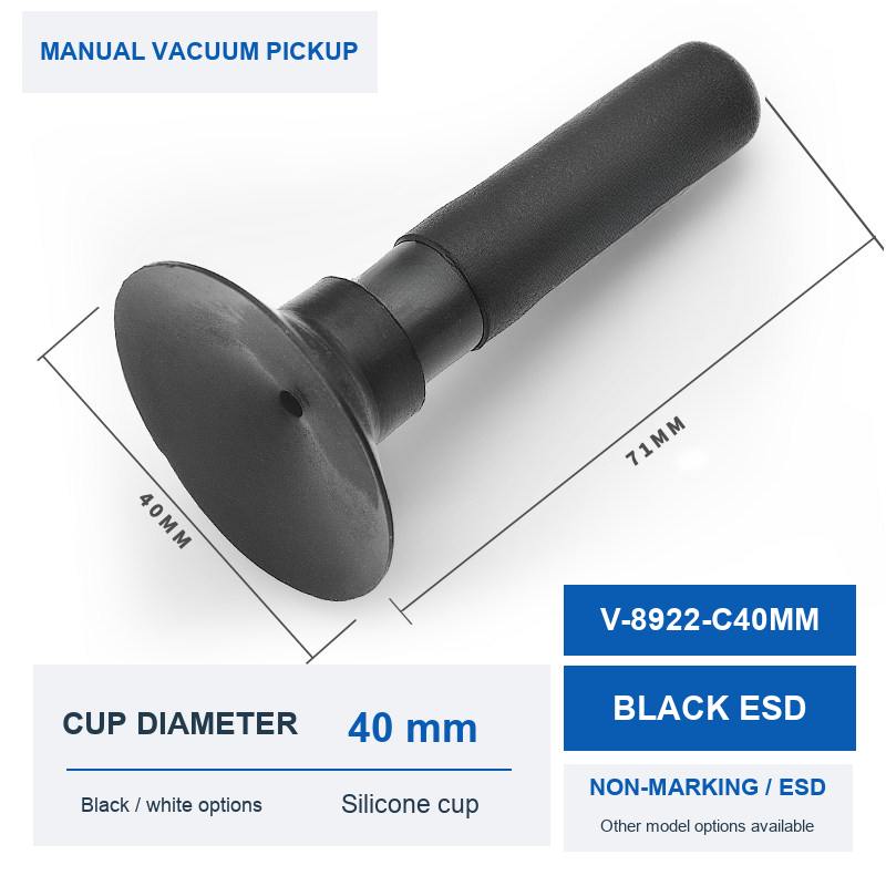 V-8922-C40MM Black ESD product photo and dimensions