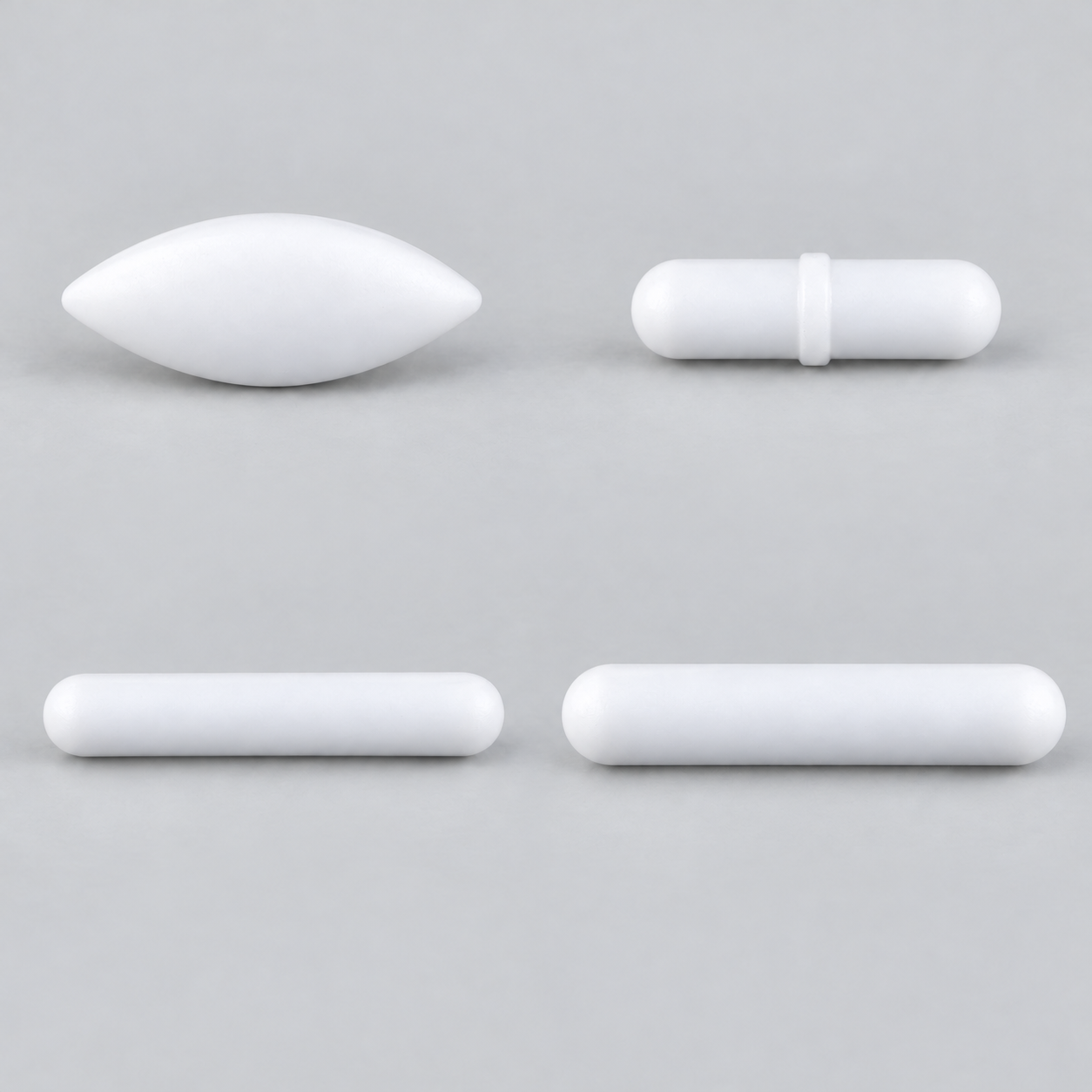 PTFE Magnetic Stir Bars, A / B / C / D Types, 3–23 mm Diameter