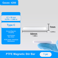 PTFE Magnetic Stir Bars, A / B / C / D Types, 3–23 mm Diameter
