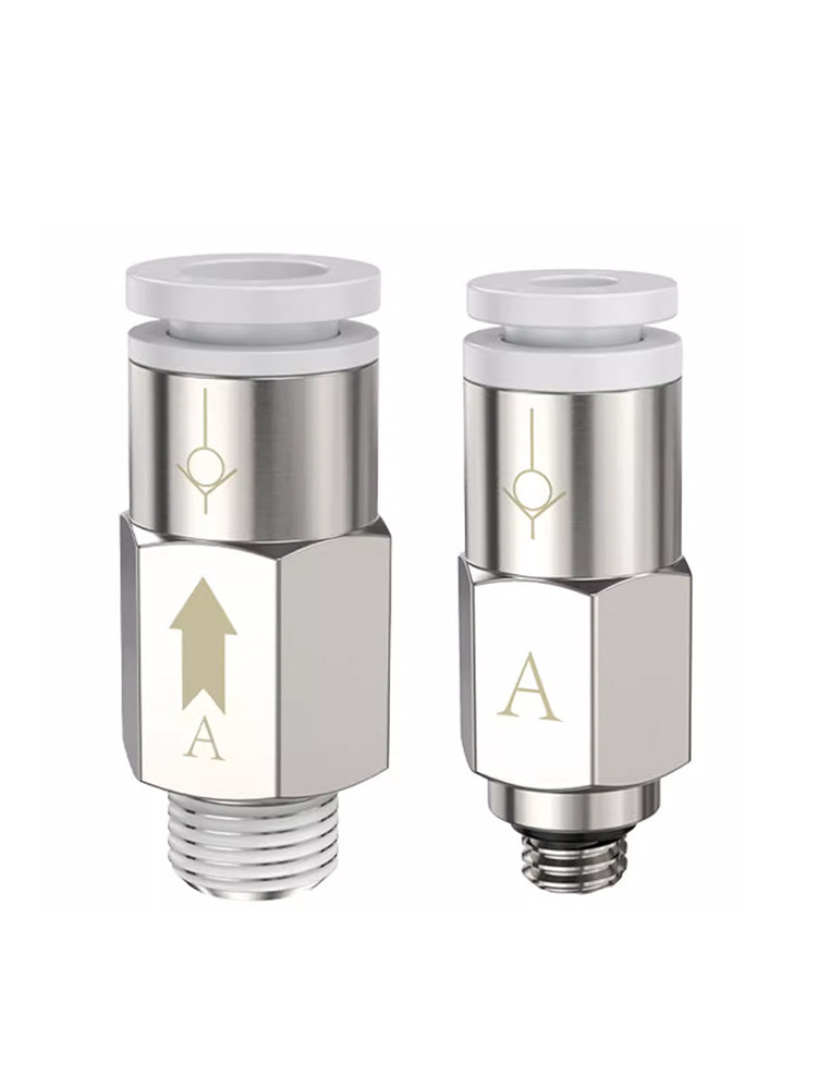 AKH A-type pneumatic check valves with push-in tube connections and male threads