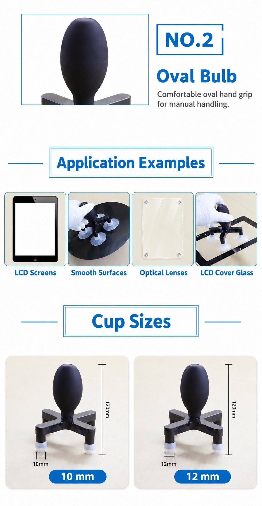 Actual glass handling photos and supplied LCD, smooth-surface and optical-lens application examples