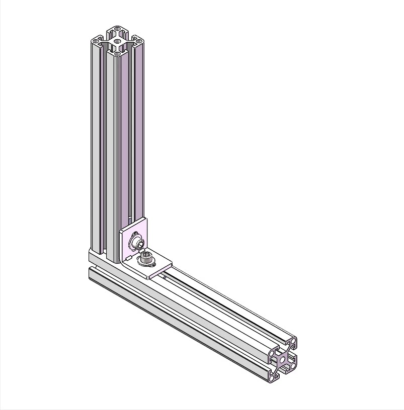 Angle bracket assembly example; profiles and fasteners not included