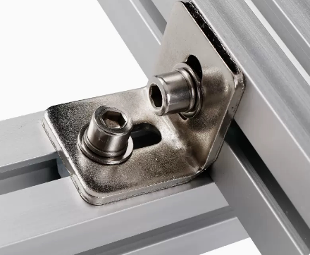 Original installed bracket close-up; profiles and fasteners not included