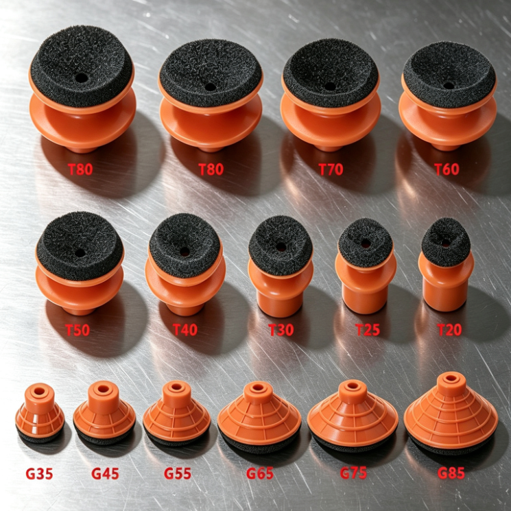 G & T Series Silicone Vacuum Suction Cups | Black Foam
