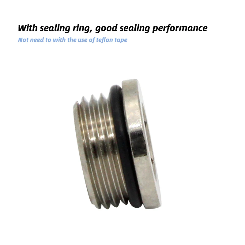 M5 1/8 1/4" 3/8" 1/2" 3/4" copper inner hexagonal plug with sealing ring plug copper plug  For Pneumatic-BOLTTE