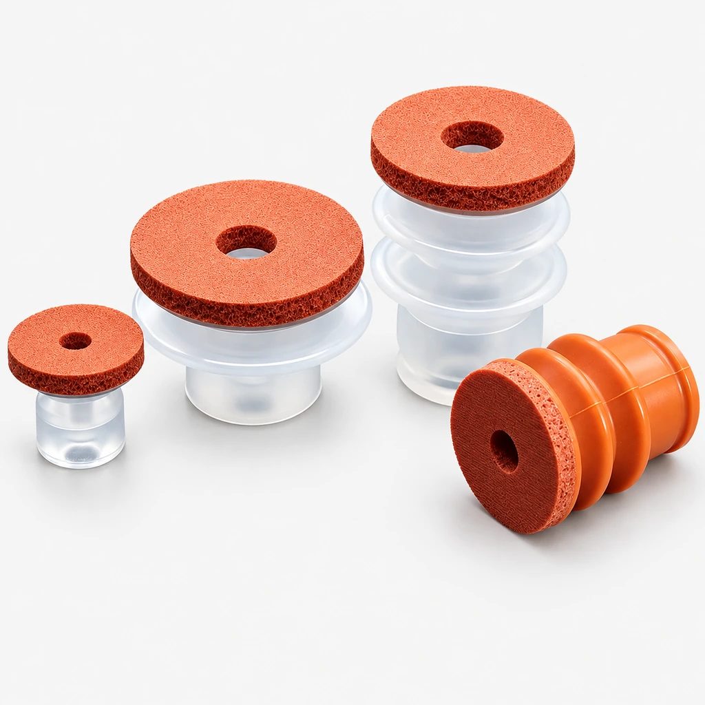 Red Foam Vacuum Suction Cups for Robotic Grippers | SP, DP & MP Series