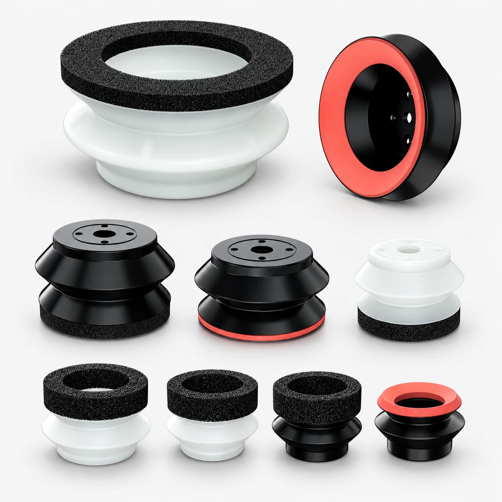 ZP HBS/HBN Foam Vacuum Suction Cups | Black & Red