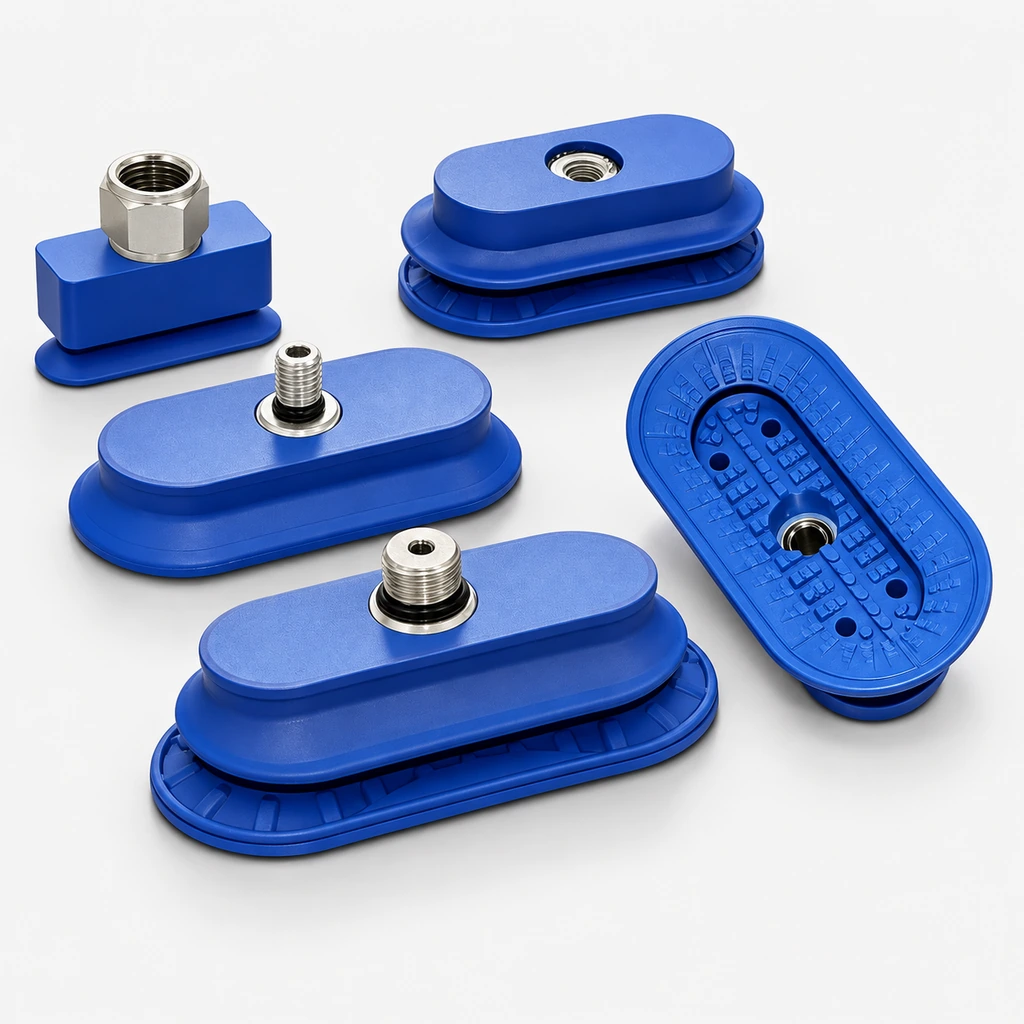 SAOF SAOB Oval NBR Vacuum Suction Cups and Threaded Adapters