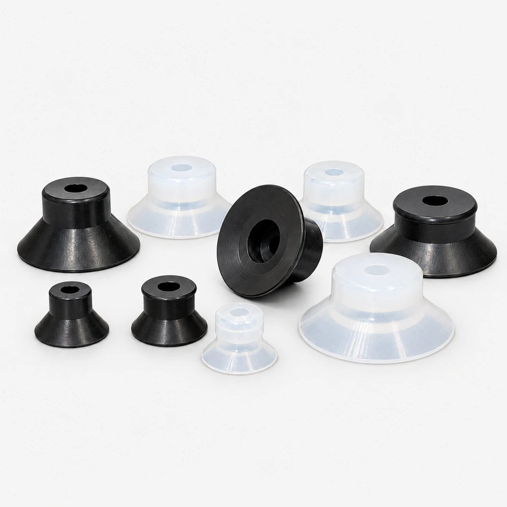 PFG PA Series Flat Vacuum Suction Cups in Silicone and Nitrile Rubber