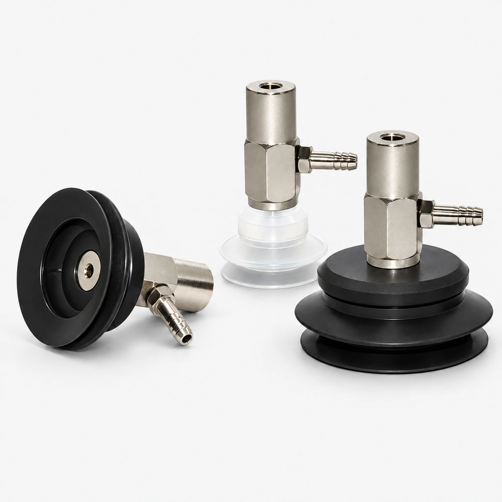 PJYK Side-Port Vacuum Cups with Nickel-Plated Brass Fittings, 6–50 mm