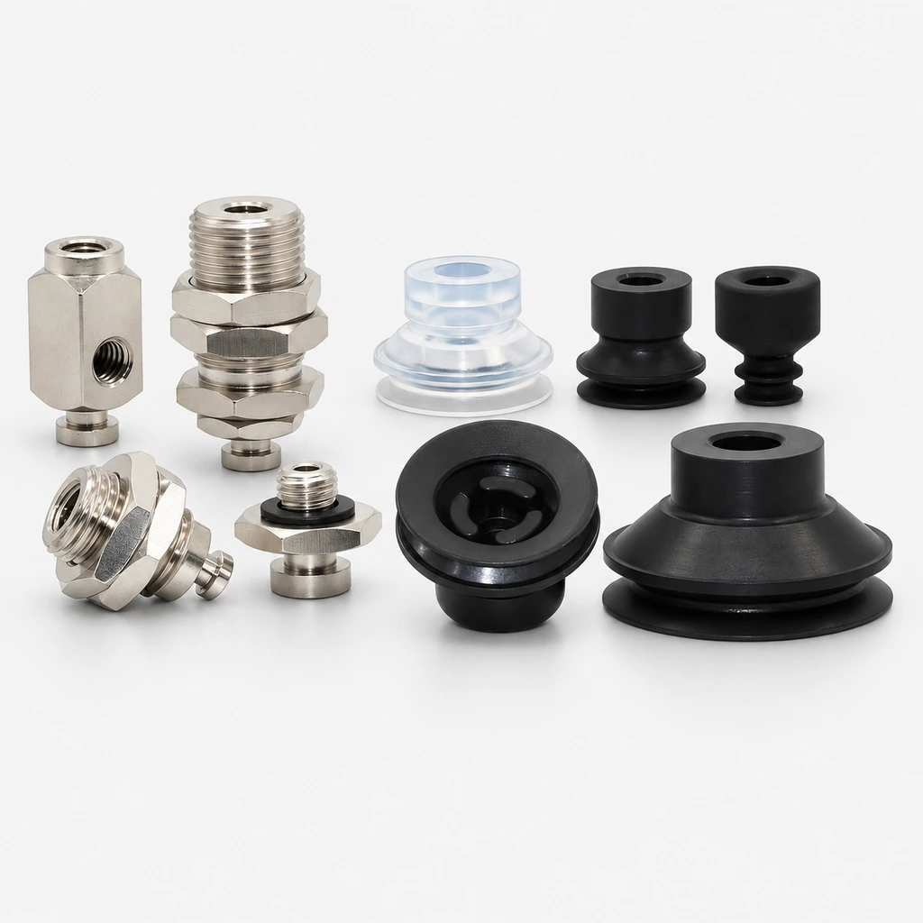 ZP3 Mini Vacuum Cups and ZP3A Mounting Fittings, 4–16 mm
