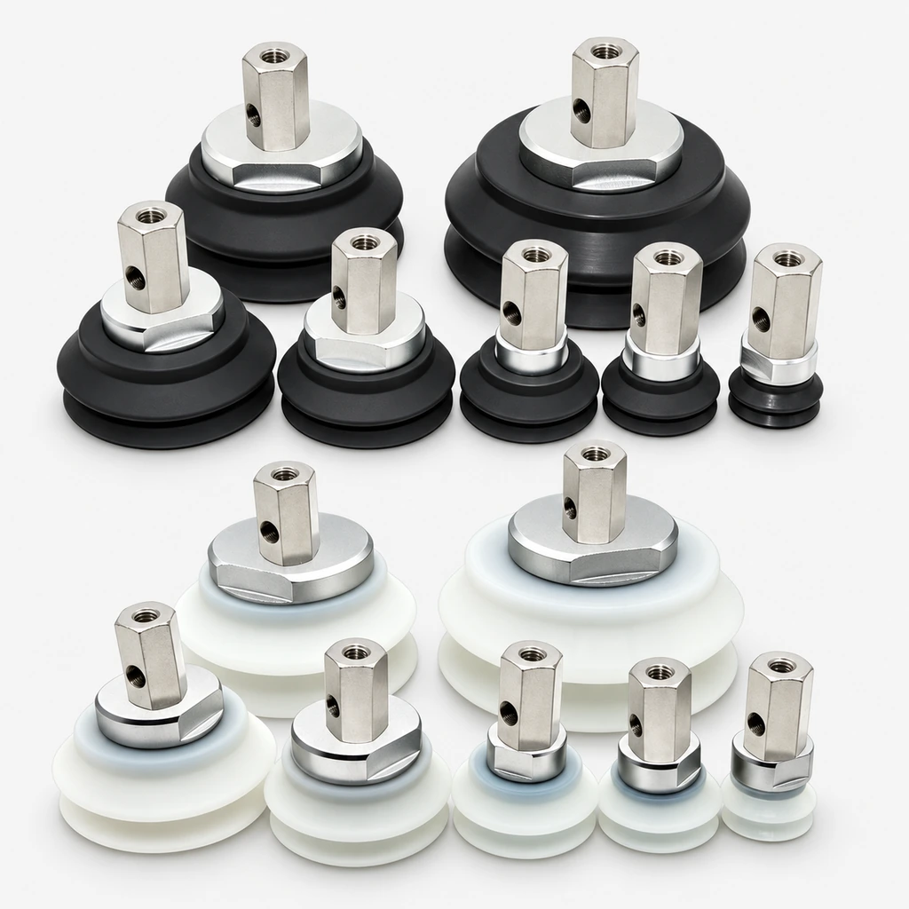 ZPX-HB Heavy-Duty Side-Port Vacuum Cup Assemblies – 32–125 mm, Silicone/NBR