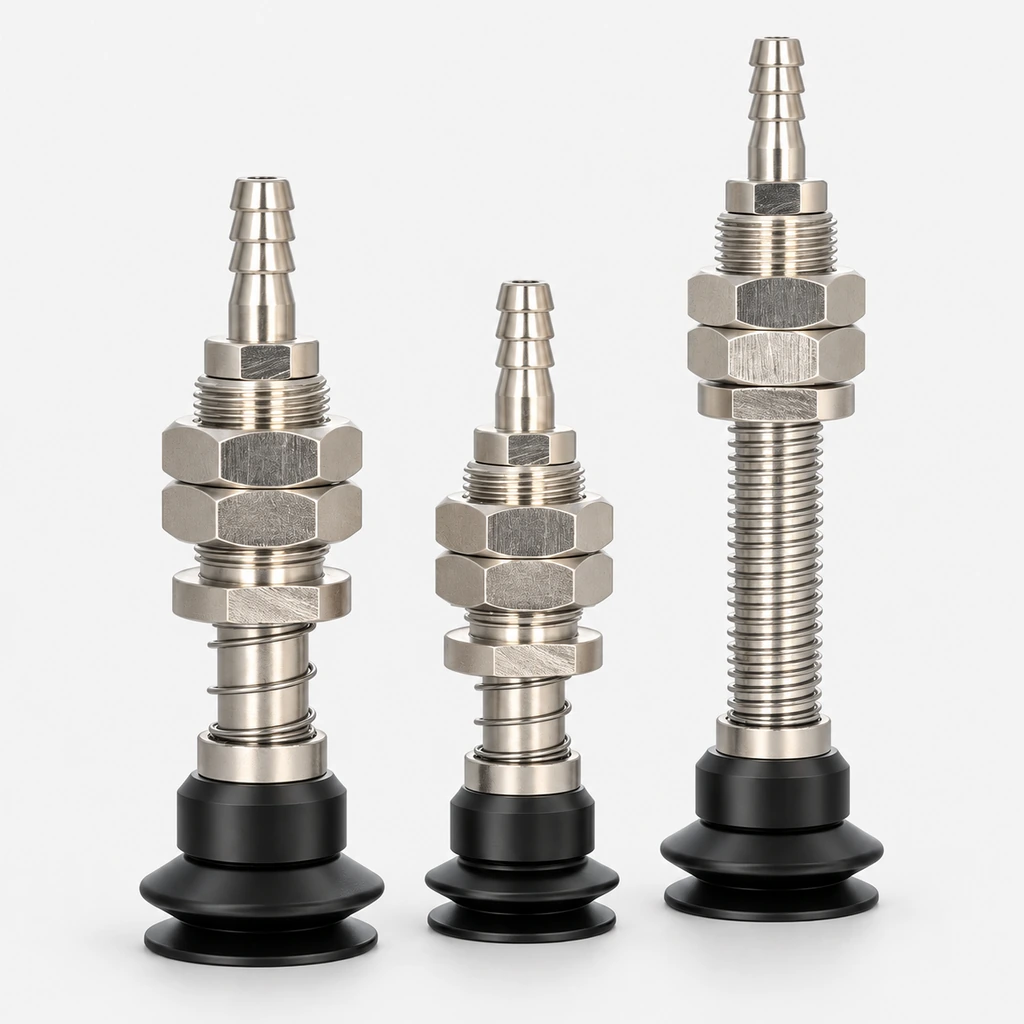 V-WEH41 / V-WEH42 Rear-Port Spring-Loaded Vacuum Cup Assemblies, 6–80 mm