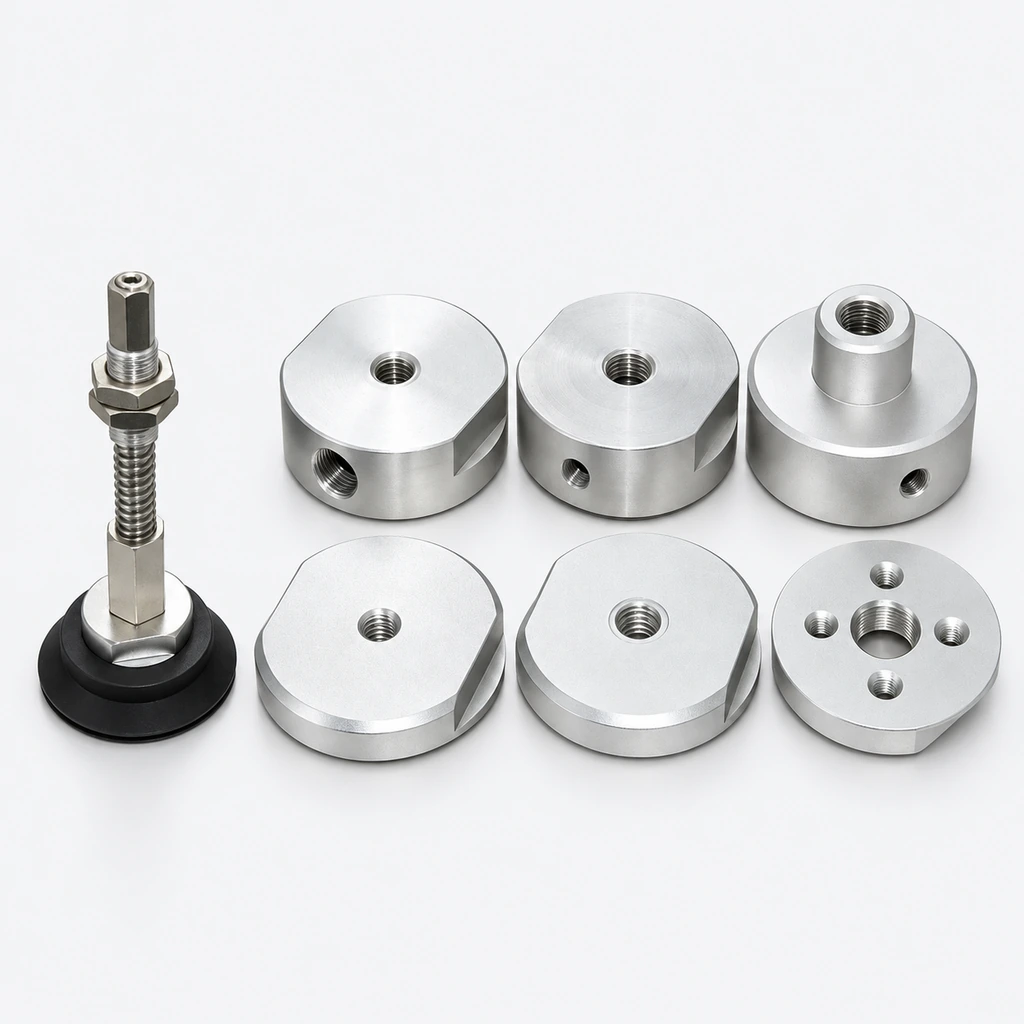 D70 Heavy-Duty Aluminum Vacuum Cup Mounting Blocks — M8 Base