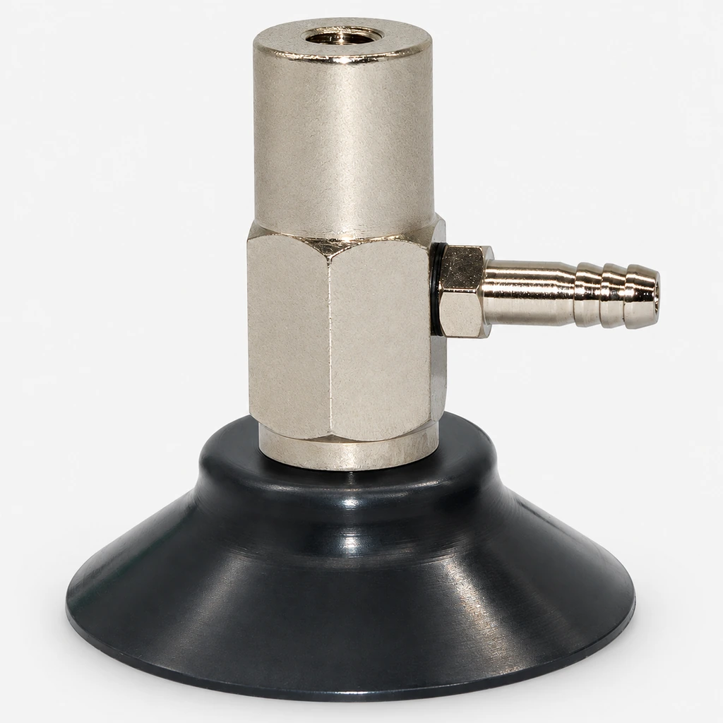 PAT Side-Port Vacuum Cups — Silicone or NBR, 5–50 mm