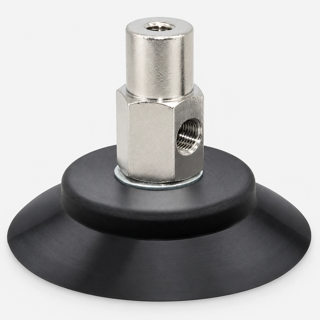 PAT Side-Port Vacuum Cups — Silicone or NBR, 60–95 mm