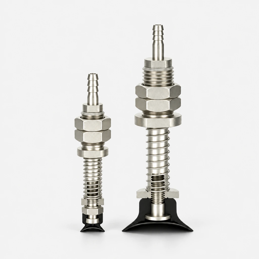 V-WEH11 / V-WEH12 Vacuum Cups with Rear-Entry Spring Holders — M5–M16, D2–D95