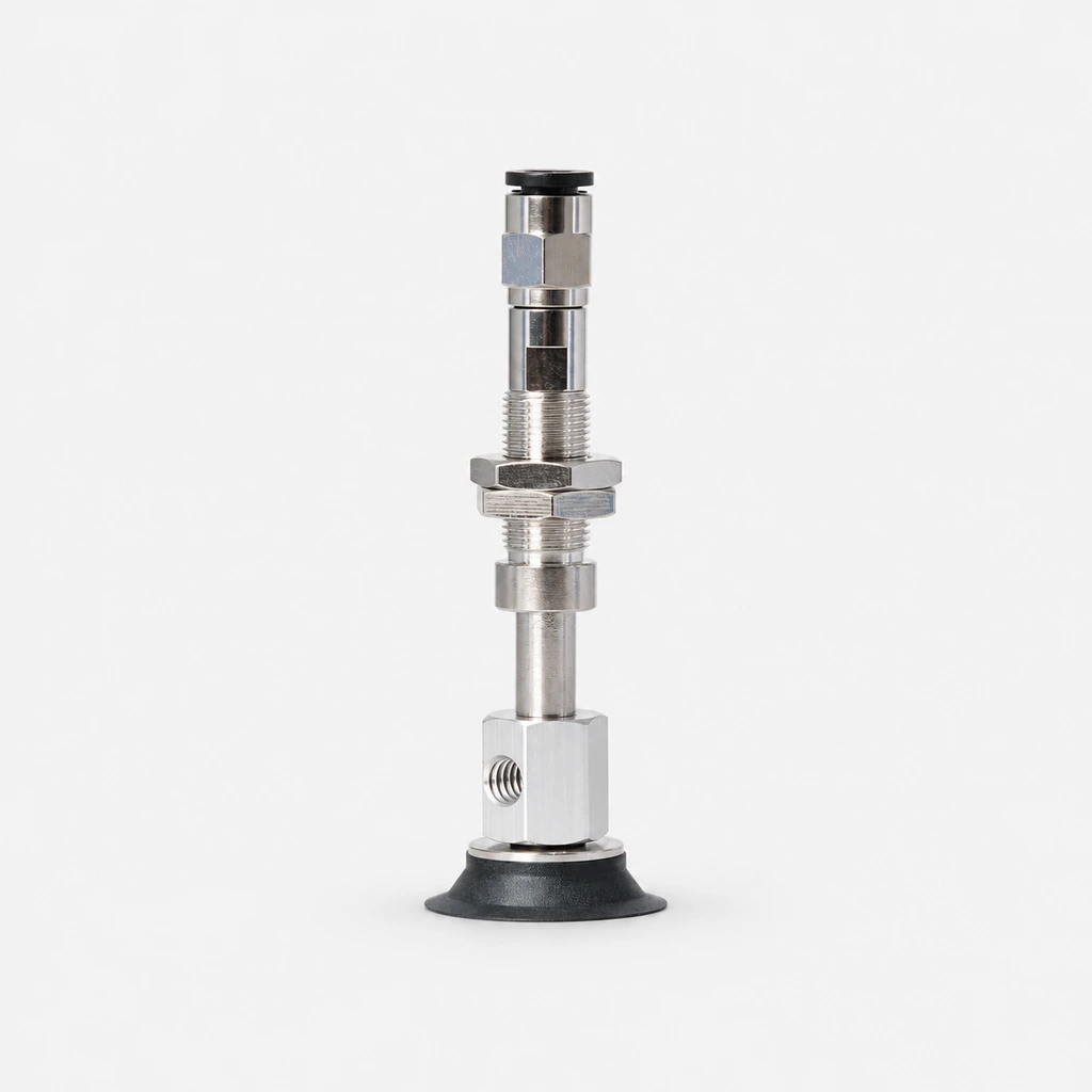 V-J-WEY Flat Grooved Vacuum Cup Assemblies — D10–D30, 4 Materials