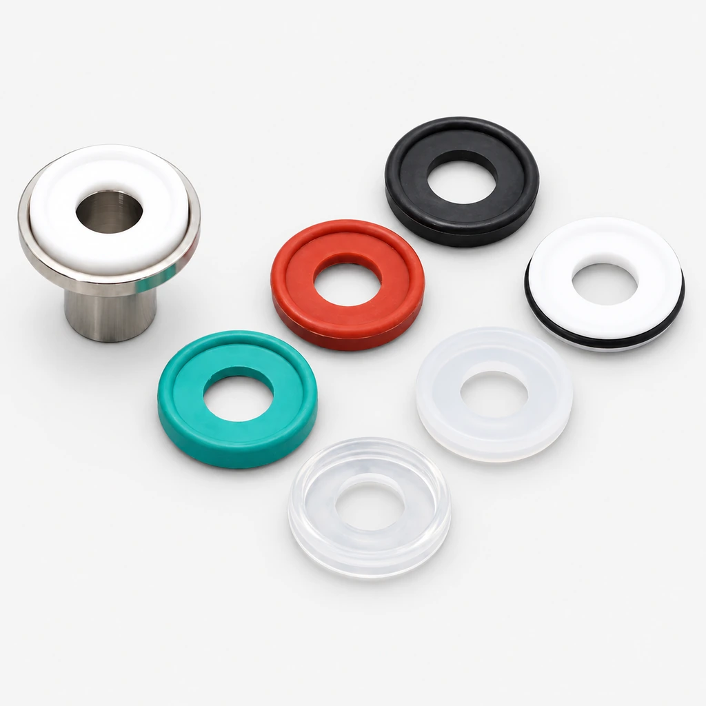 Hygieniska Tri-Clamp-packningar och filtersilar, silikon/PTFE/EPDM/NBR/FKM