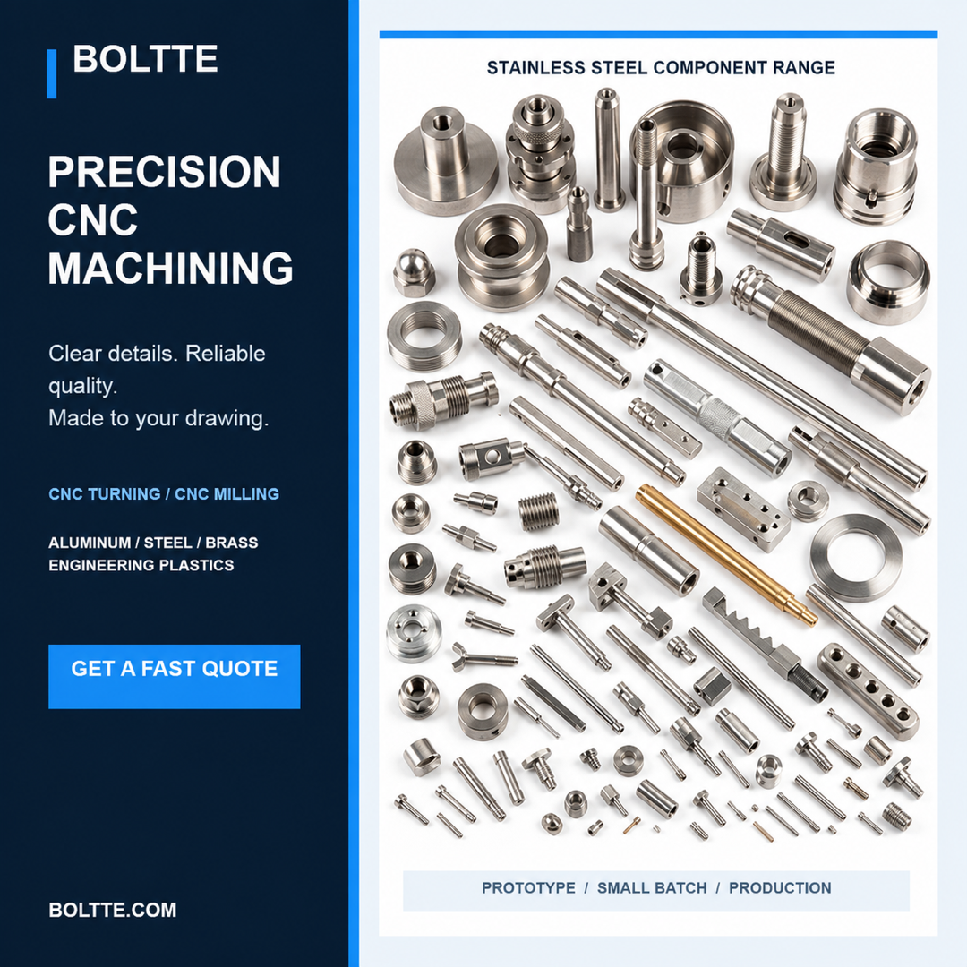 BOLTTE stainless steel CNC component range
