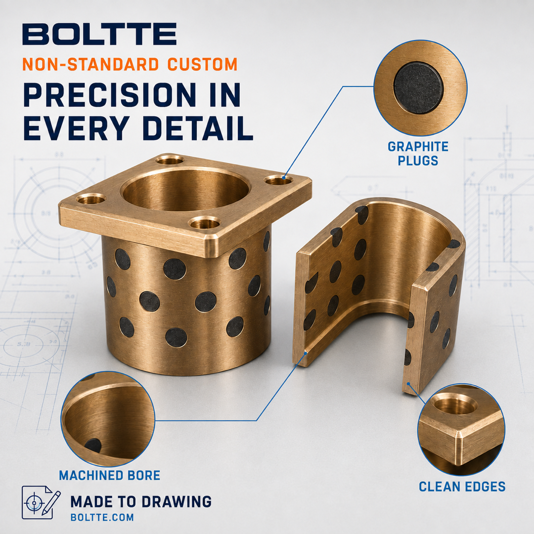 Precision machining details of custom graphite bronze bushings