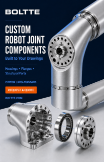 Custom machined robot joint housing and interface components