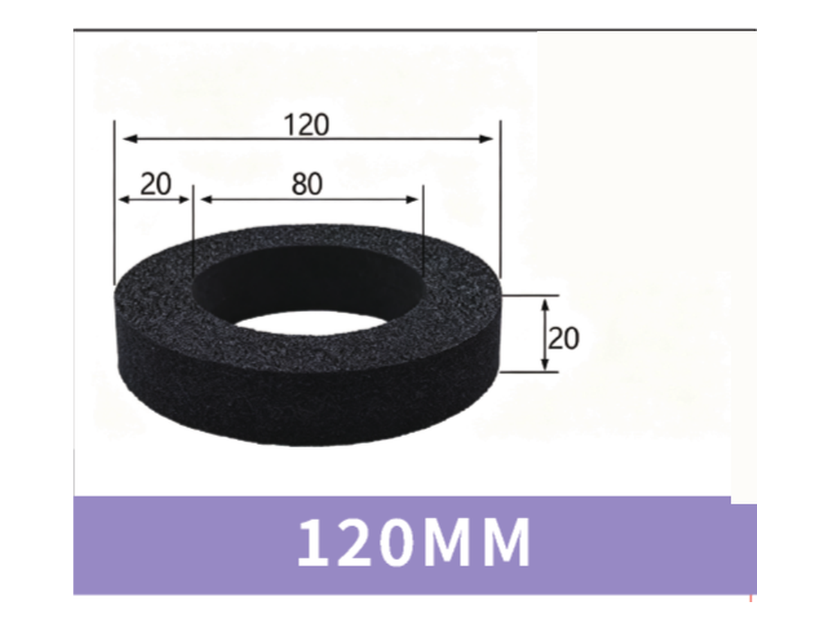 120 mm Foam Ring - OD 120 / ID 80 / T 20 mm | BOLTTE-FR-RING-120OD-80ID-20T | clean PDF product card