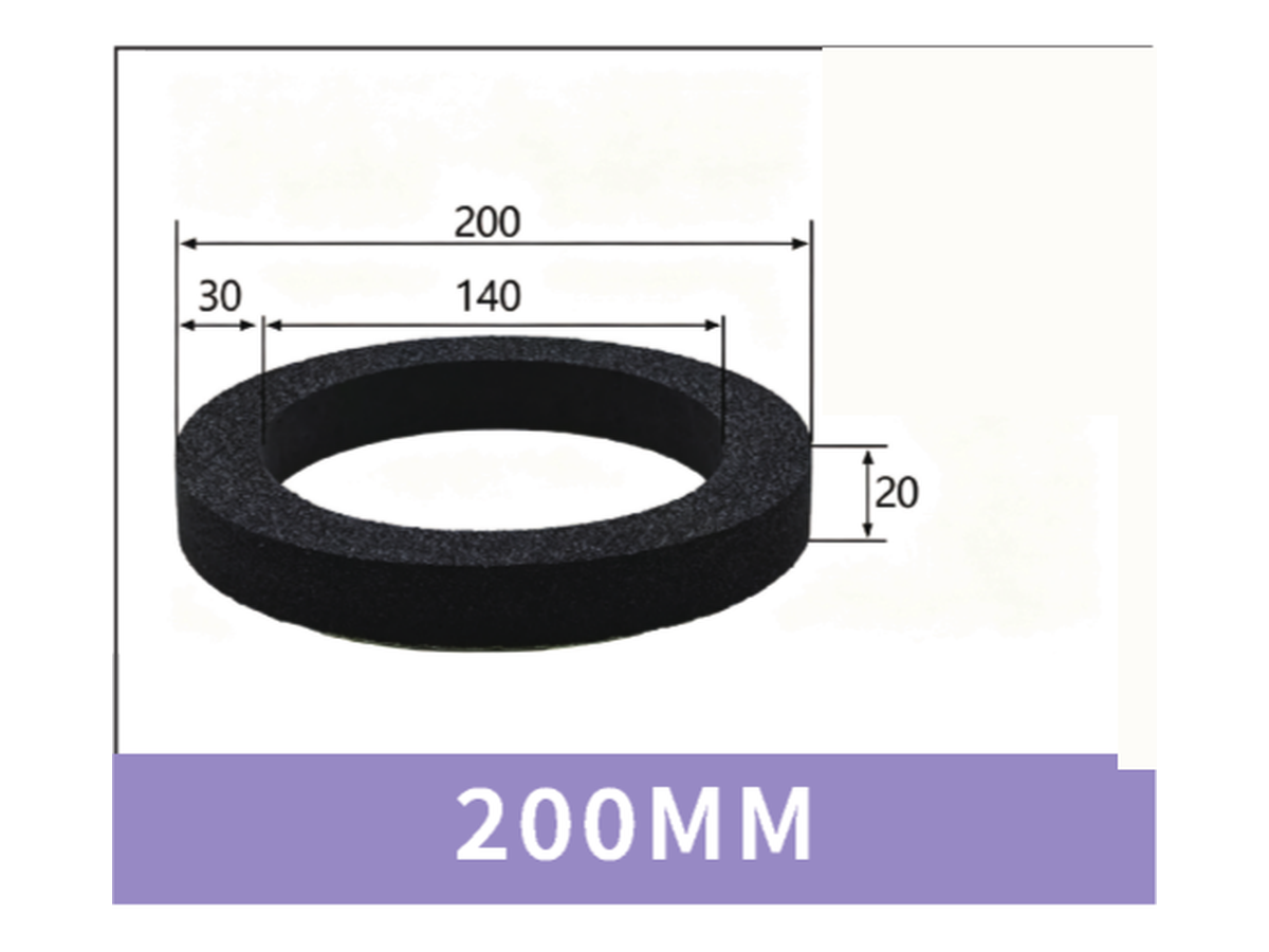 200 mm Foam Ring - OD 200 / ID 140 / T 20 mm | BOLTTE-FR-RING-200OD-140ID-20T | clean PDF product card