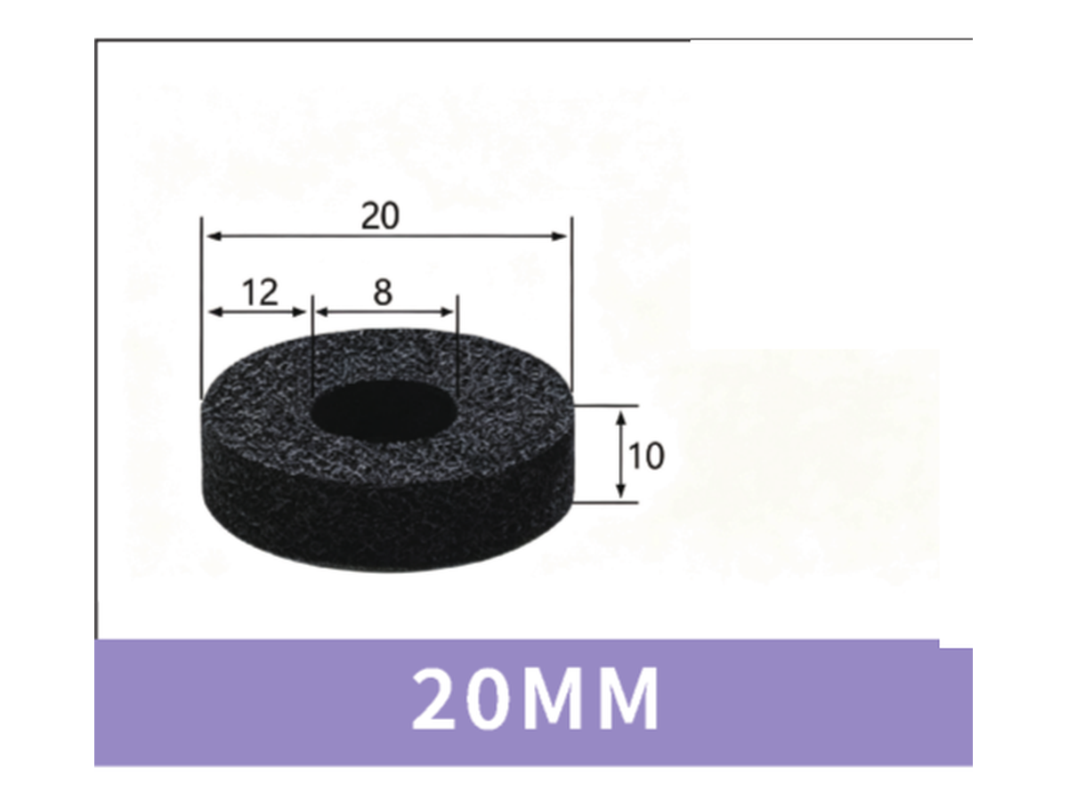 20 mm Foam Ring - OD 20 / ID 8 / T 10 mm | BOLTTE-FR-RING-20OD-8ID-10T | clean PDF product card