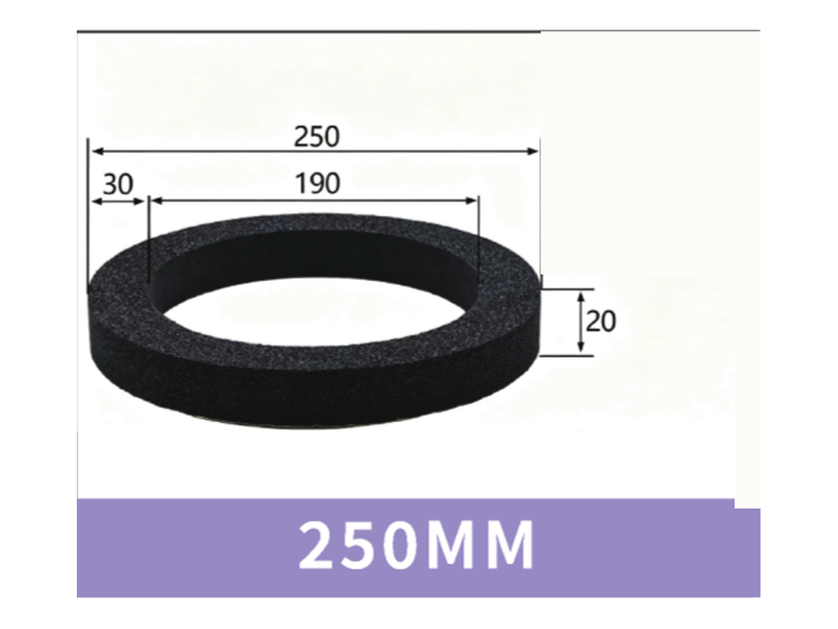 250 mm Foam Ring - OD 250 / ID 190 / T 20 mm | BOLTTE-FR-RING-250OD-190ID-20T | clean PDF product card