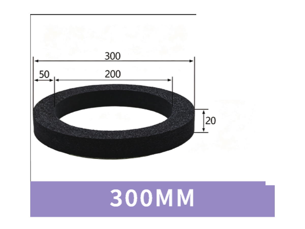 300 mm Foam Ring - OD 300 / ID 200 / T 20 mm | BOLTTE-FR-RING-300OD-200ID-20T | clean PDF product card