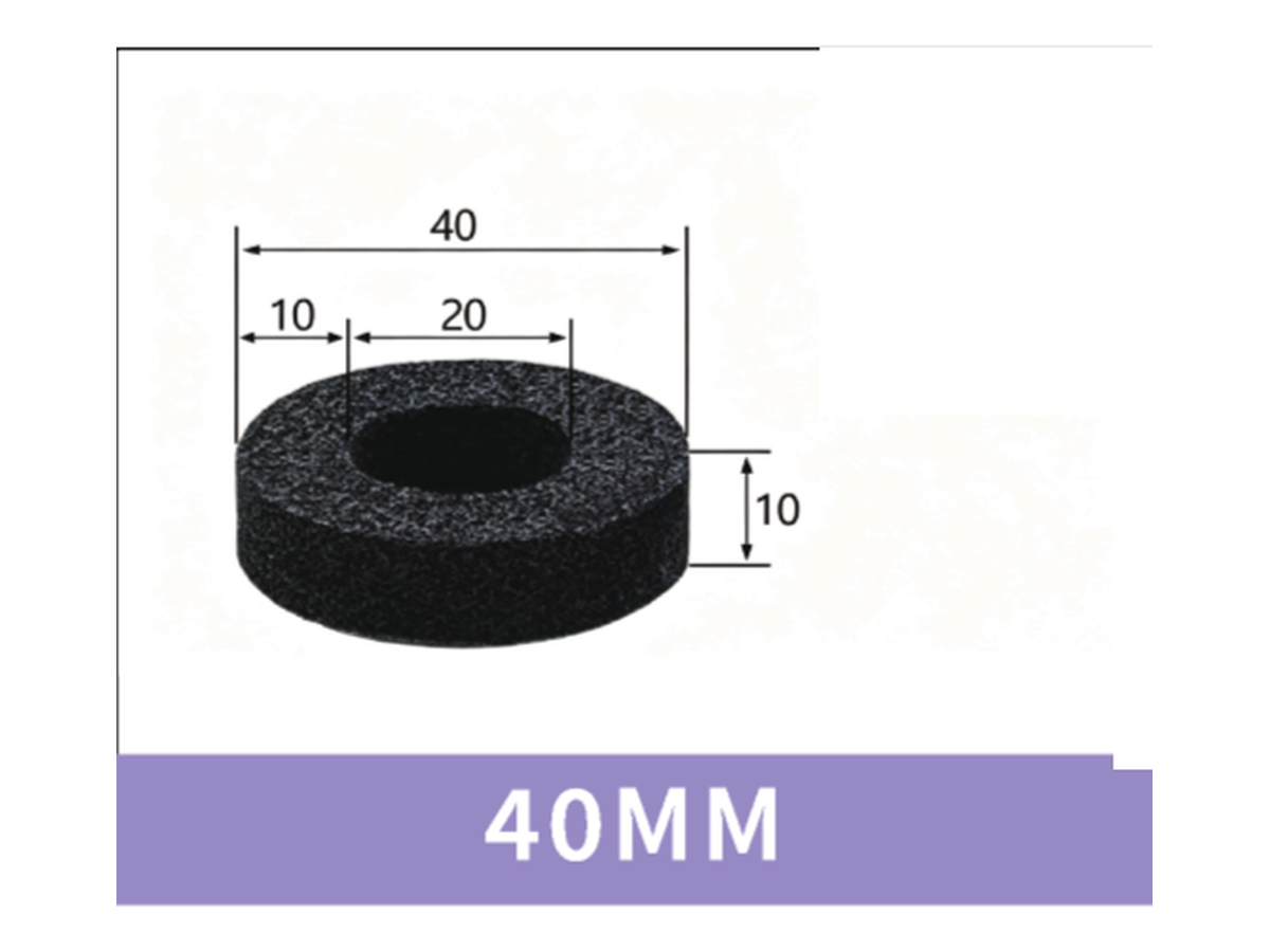 40 mm Foam Ring - OD 40 / ID 20 / T 10 mm | BOLTTE-FR-RING-40OD-20ID-10T | clean PDF product card