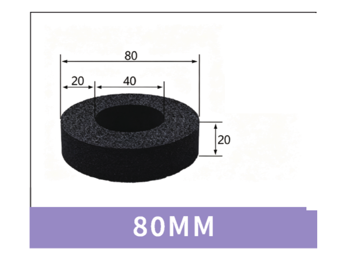 80 mm Foam Ring - OD 80 / ID 40 / T 20 mm | BOLTTE-FR-RING-80OD-40ID-20T | clean PDF product card