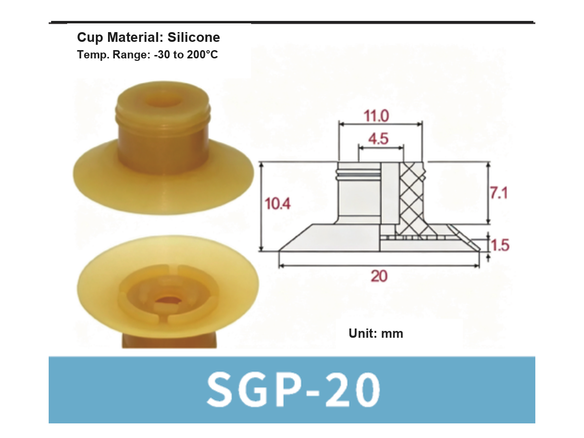 SGP Series Bag Opening Vacuum Suction Cups & Fittings