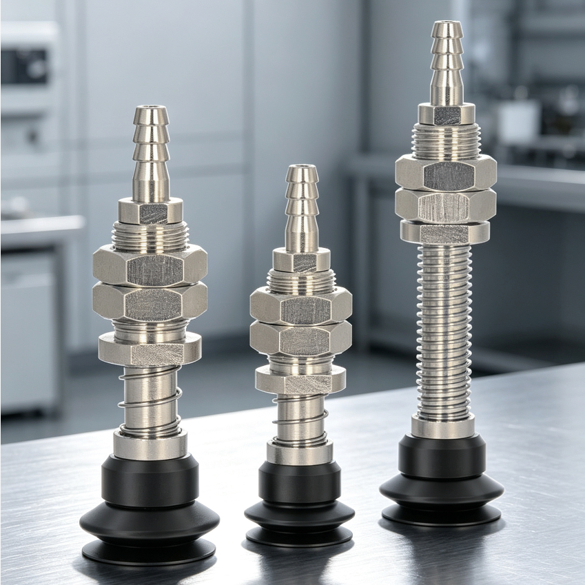 V-WEH41 / V-WEH42 Rear-Port Spring-Loaded Vacuum Cup Assemblies, 6–80 mm