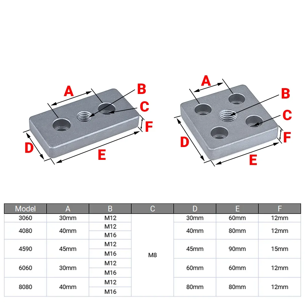 4PCS Aluminum Alloy End Connection Plate 3060 4080 4590 6060 8080 Caster Adjustable Levelling Feet Support aluminium profile