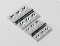 Original bright chrome-plated hinge front and rear views