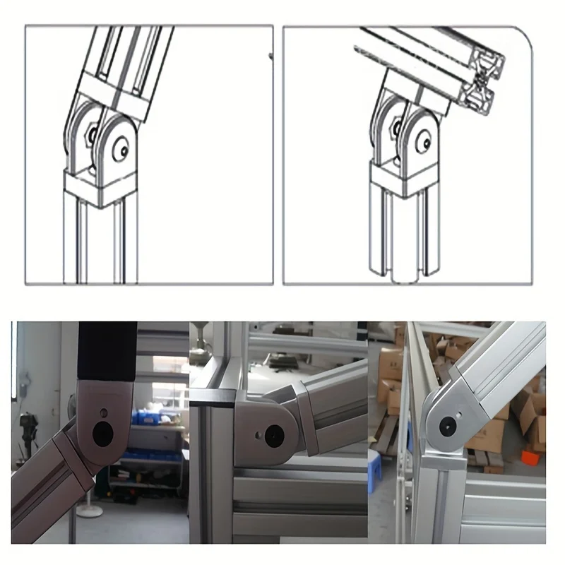 Zinc Alloy Adjustable Hinge Connector for 2020/3030/4040 Classic Metal Industrial Aluminum Profile with Sliding Base Hinge
