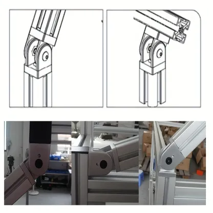 Zinc Alloy Adjustable Hinge Connector for 2020/3030/4040 Classic Metal Industrial Aluminum Profile with Sliding Base Hinge
