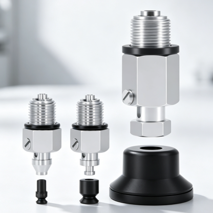 V-J-WES Spring Vacuum Cup Mounts — Standard, Antistatic or FKM, D2–D50