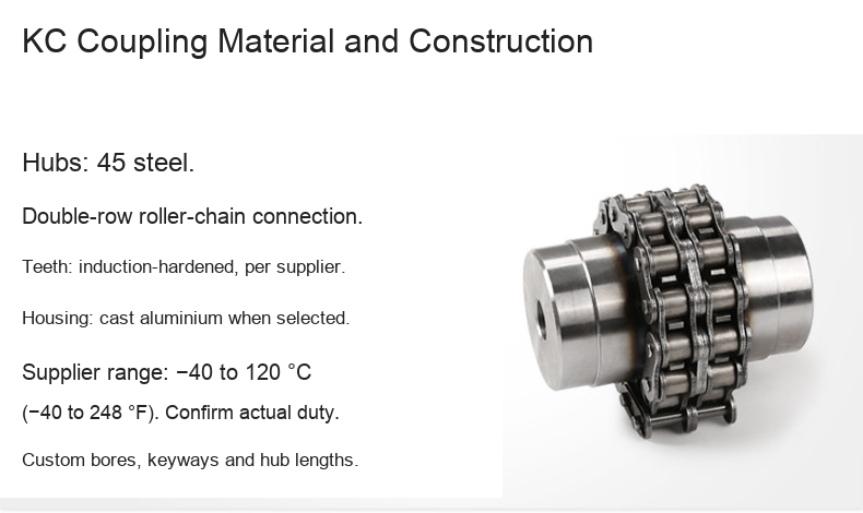 KC original roller-chain coupling detail 1: original product photograph in English