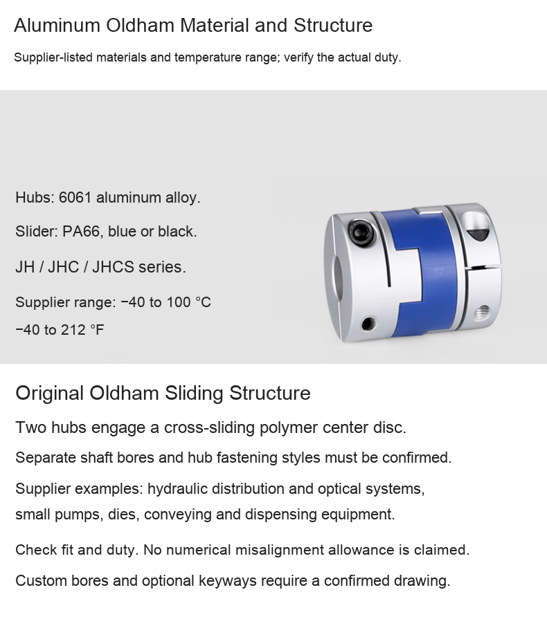 Aluminum JH Oldham coupling original detail 1: original product photograph in English