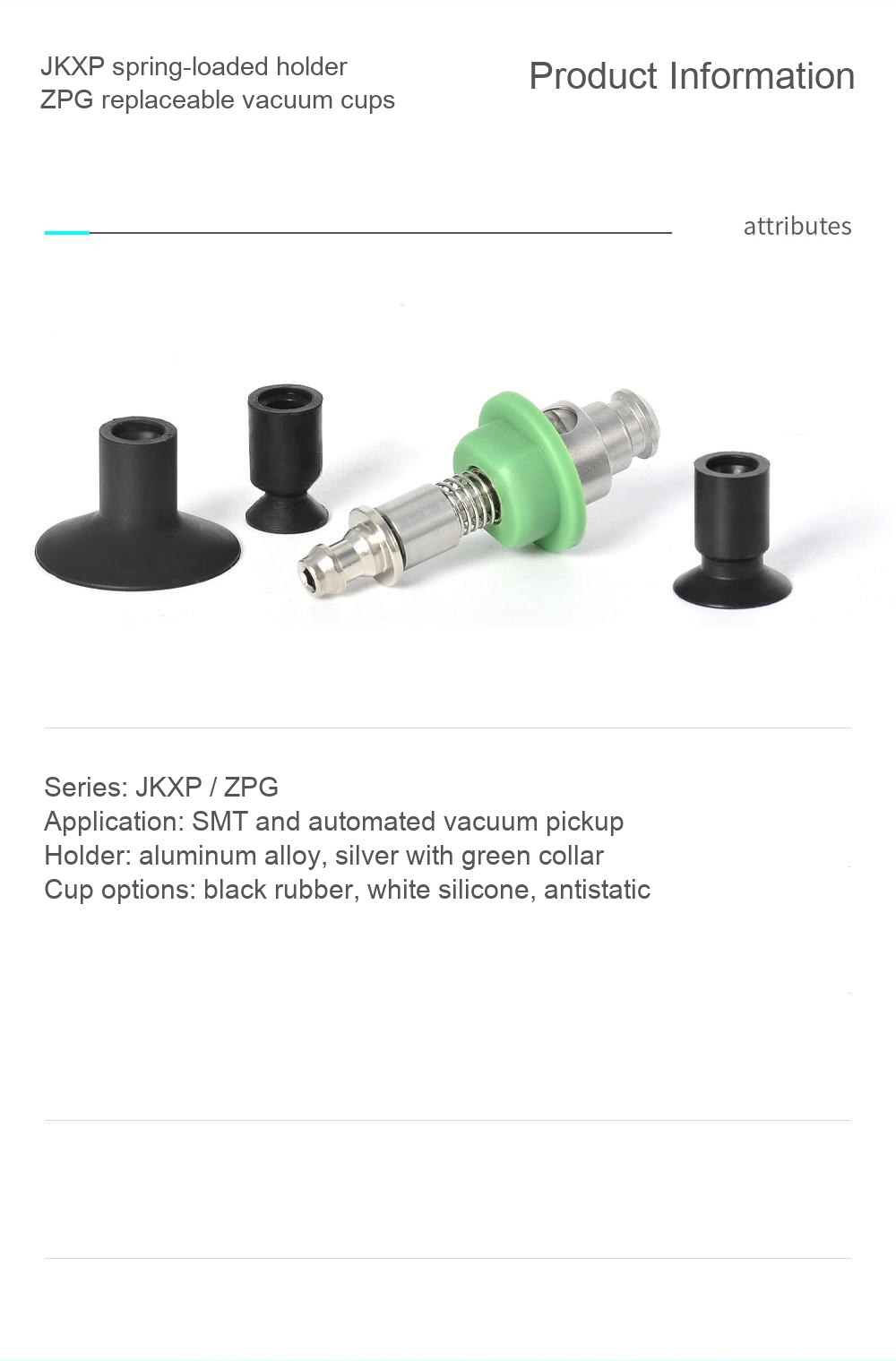 JKXP ZPG detail 02 information: original product photographs and engineering drawings in English